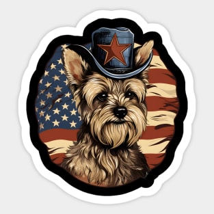 Patriotic Silky Terrier Sticker